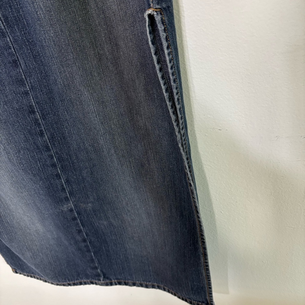 Vintage Bubblegum Y2K Dark Wash Denim Maxi Skirt With Dramatic Side Slits Size 7 - Picture 6 of 8